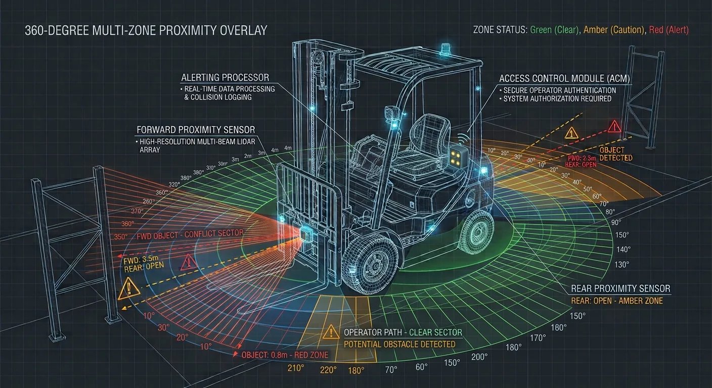 Connected industrial safety technology supporting a material-handling operation